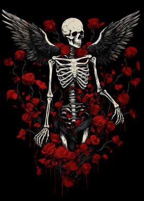 Skeleton with Wings and Roses