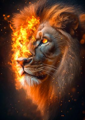 Fiery Lion Portrait