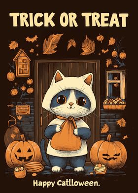 Cat Halloween Trick or Treat 