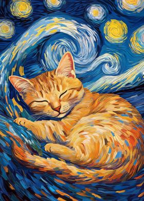 Cat in Starry Night