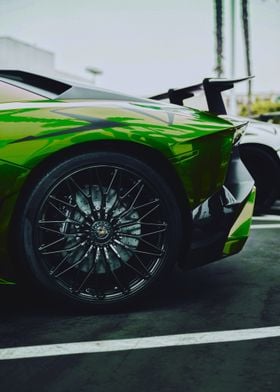 Green Lamborghini Rear Wheel