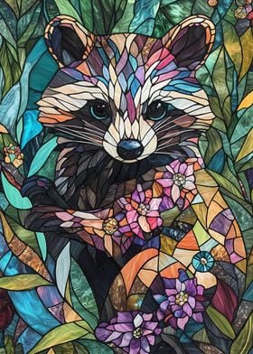 Stained Glass Raccoon