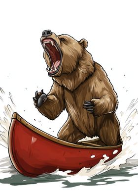 Angry Bear in Canoe