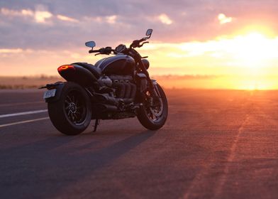 Triumph Rocket 3 R Motorcycle Sunset