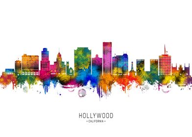 Hollywood Skyline Watercolor