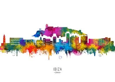 Ibiza Skyline Watercolor