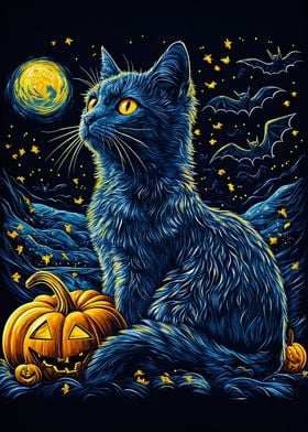 Halloween Cat & Moon