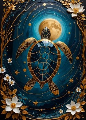 Golden Turtle Kintsugi Moon