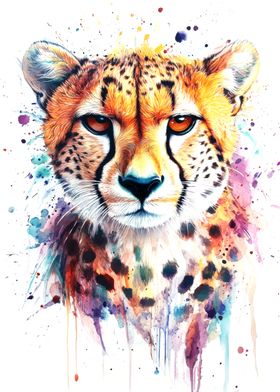 Cheetah Watercolor Portrait