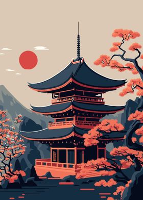 Japanese Pagoda Landscape