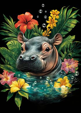 Hippo in Tropical Paradise