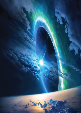 Space Blue Ring Poster