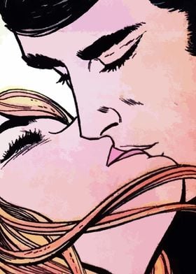 Romantic Comic Art Kiss