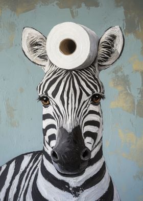 Zebra with Toilet Paper