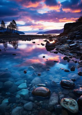 Sunset Reflection on Calm Water