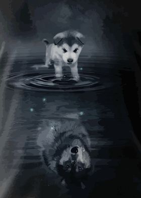 Wolf Pup Reflection