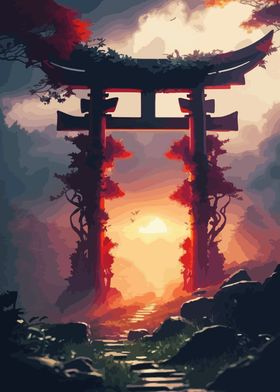 Japanese Gate Sunset