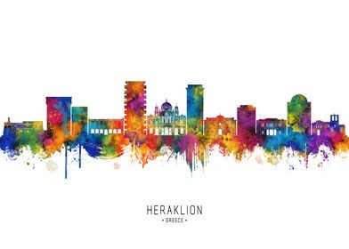 Heraklion Skyline Watercolor