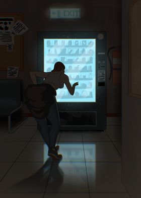 Woman at Vending Machine