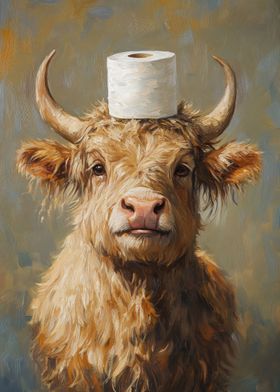 Highland Cow with Toilet Paper