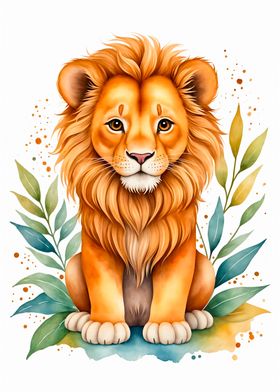 Cute Lion Watercolor