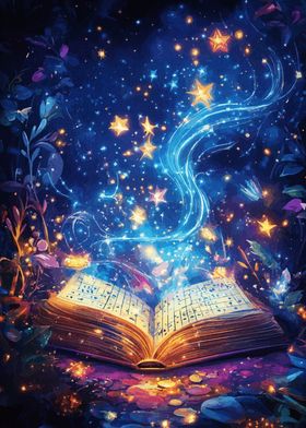 Magical Book with Stars