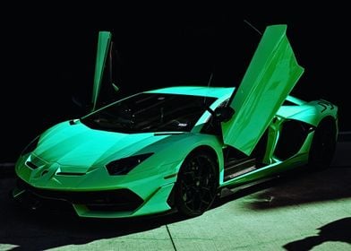 Green Lamborghini Aventador