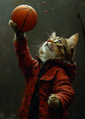 Cat with Basketball