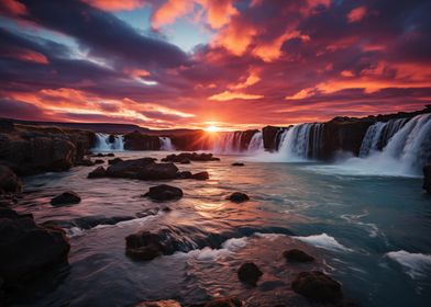 Waterfall Sunset