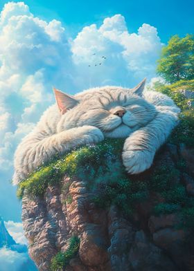 Sleeping Cat on a Cliff