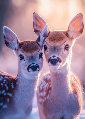 Two Fawn Deer Portrait