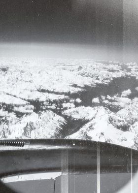 Snowy Mountain Range from Airplane