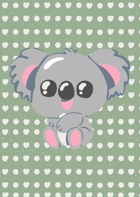 Cute Koala Hearts and Polka Dots