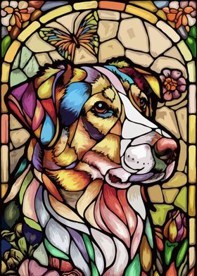 Stained Glass Dog Portrait