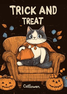 Halloween Cat Trick or Treat