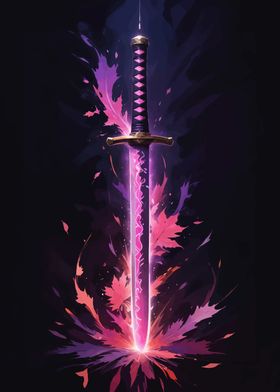 Glowing Sword with Leaves