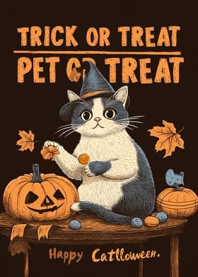 Pet or treat Cat Halloween