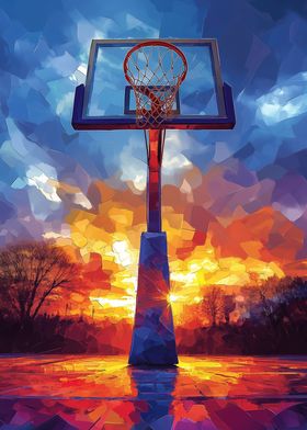 Basketball Hoop Sunset