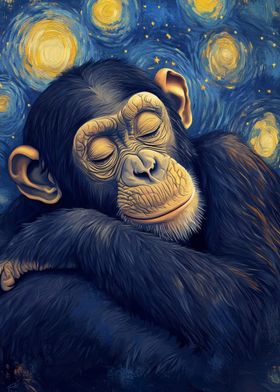 Chimpanzee Starry Night