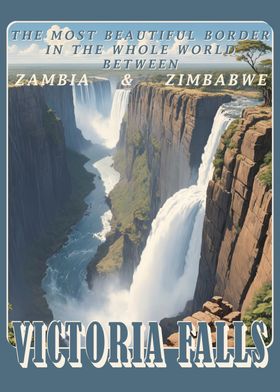 Victoria Falls Poster 1950's style