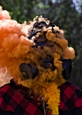 Gas Mask in Smoke