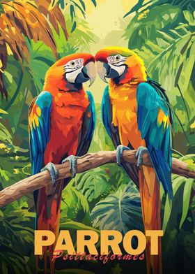 Two Macaws in Jungle