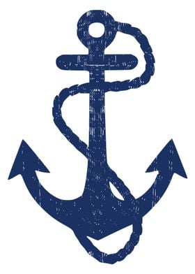 vintage distressed sailing boat nautical grungy navy anchor graphic