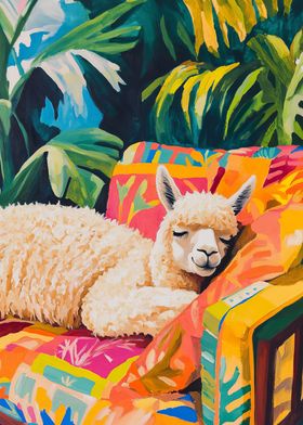 Sleeping Alpaca in Tropical Paradise