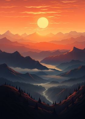 Mountain Sunset Landscape