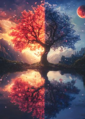 Dual-Colored Tree Landscape mindblowing