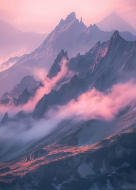 Cloudy Mountain Peaks