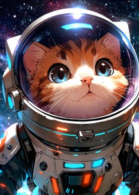 Cat Astronaut in Space