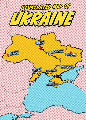 Ukraine Pop Art Map