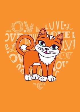 Cute Cat Orange with Love